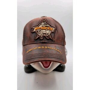 PBR Professional Bull Riders Big Logo StrapBack Hat Distressed Leather
